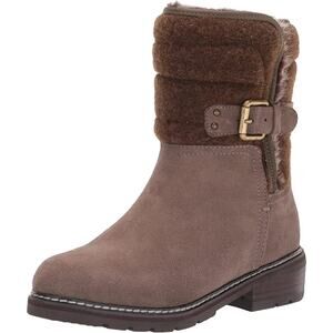 Blondo Women's Ankle Zip Vicky Leather Weatherproof Boot Buckle Dark Taupe 9.5